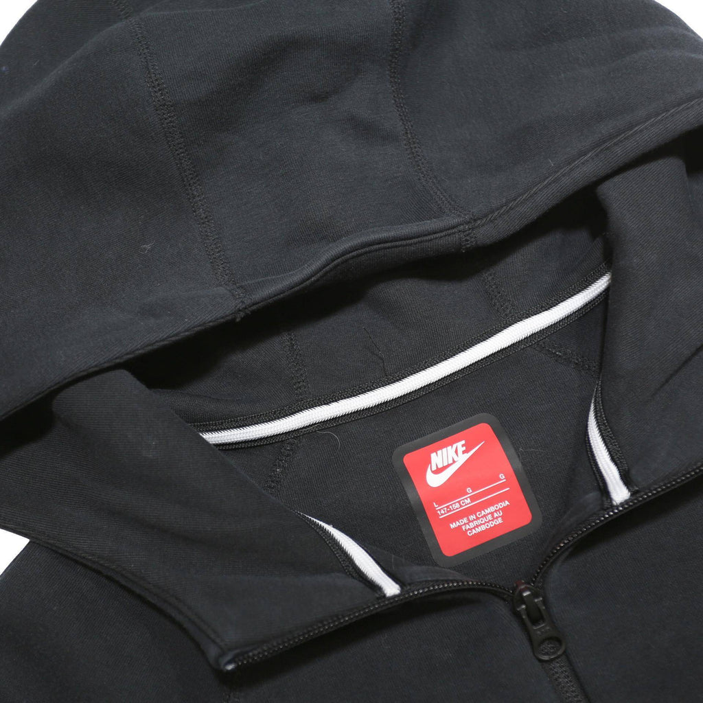 NIKE Boys Black Hoodie Full Zip L Cotton Blend Casual Sports Sweatshirt