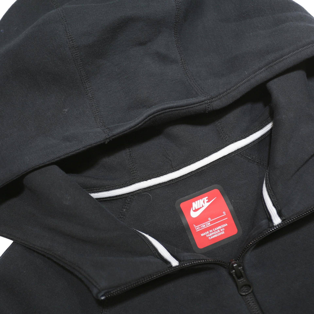 NIKE Boys Black Hoodie Full Zip L Cotton Blend Casual Sports Sweatshirt