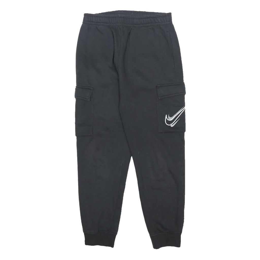 NIKE Mens Joggers Black S W28 L24 Cotton Blend Slim Tapered Cargo Pocket