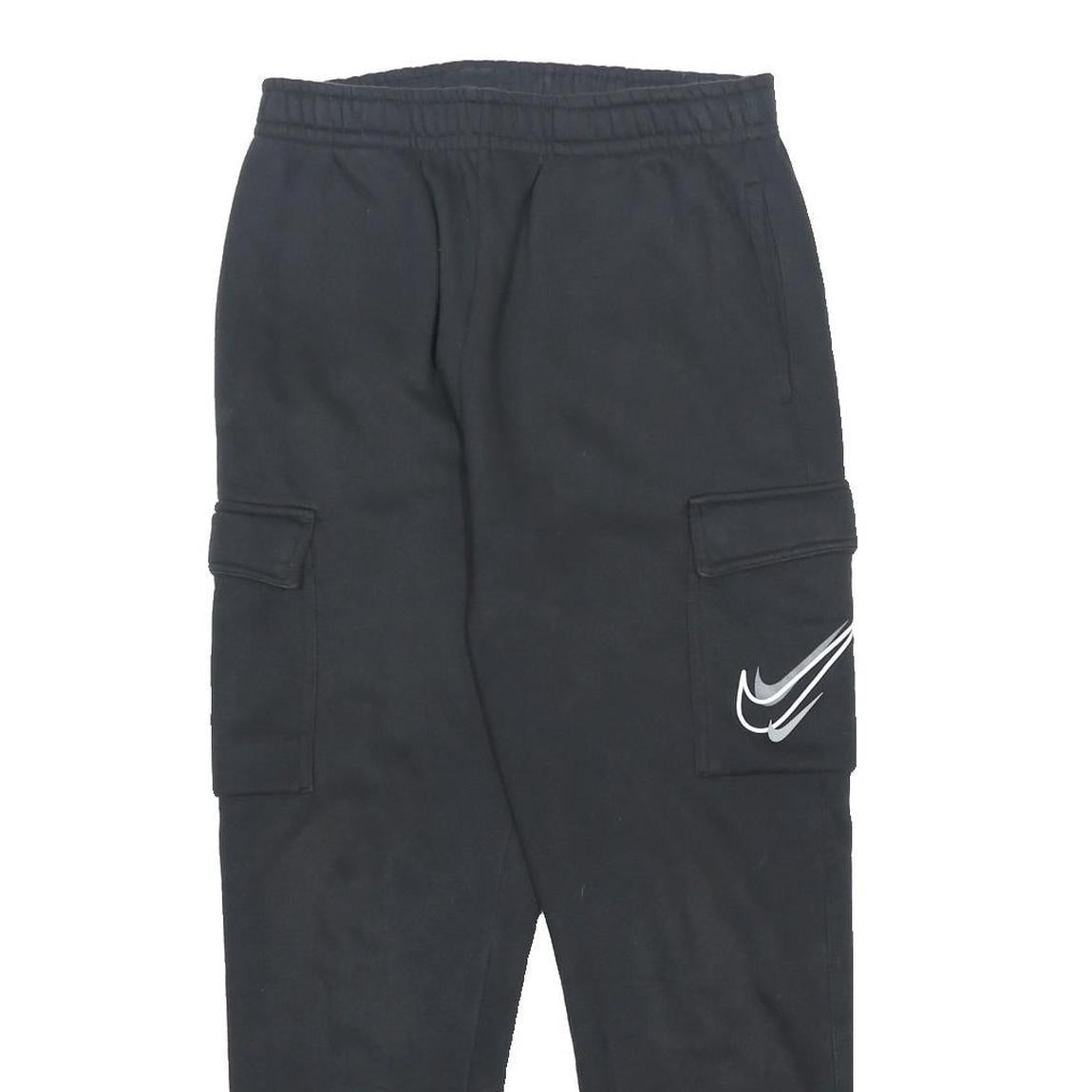 NIKE Mens Joggers Black S W28 L24 Cotton Blend Slim Tapered Cargo Pocket