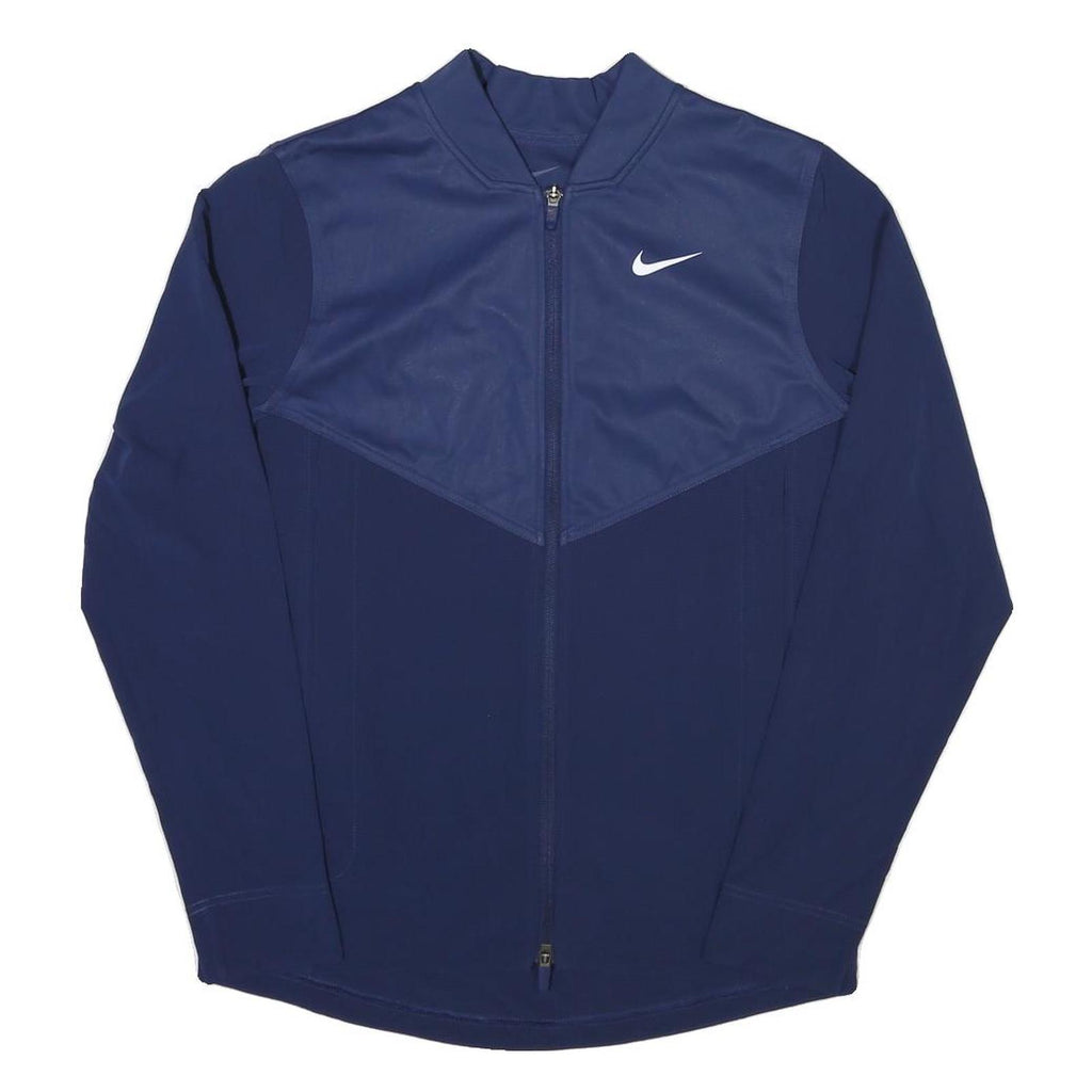 NIKE Mens Blue Bomber Jacket S Polyester Blend Plain Sportswear Zip