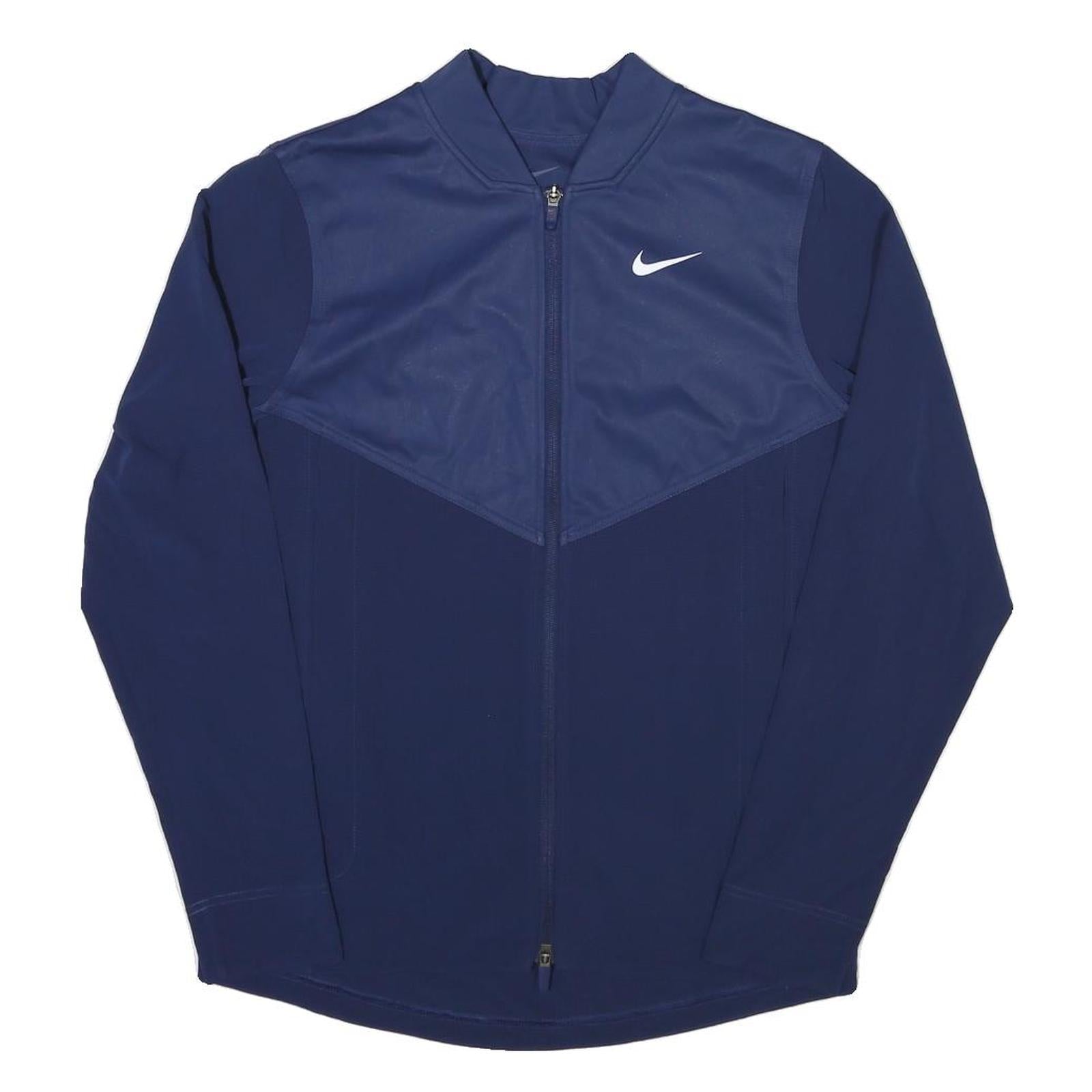 NIKE Mens Blue Bomber Jacket S Polyester Blend Plain Sportswear Zip