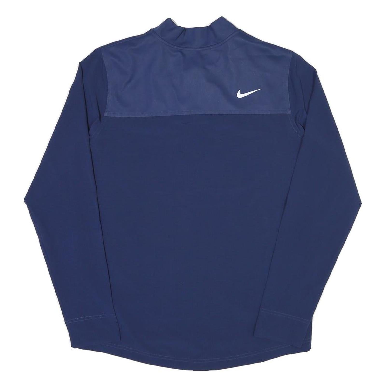 NIKE Mens Blue Bomber Jacket S Polyester Blend Plain Sportswear Zip