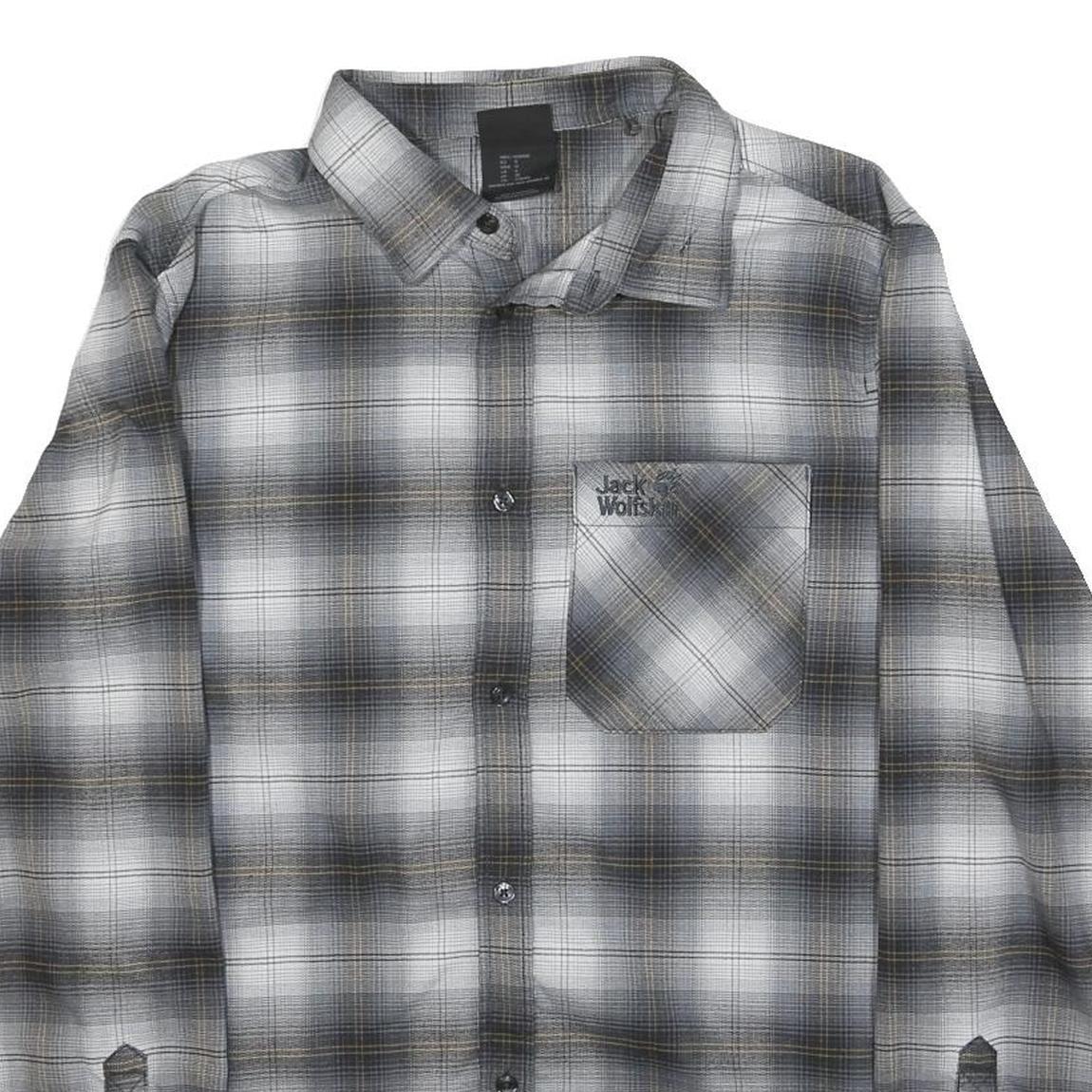 JACK WOLFSKIN Mens Grey & White Check Shirt S Casual Classic Cotton Blend
