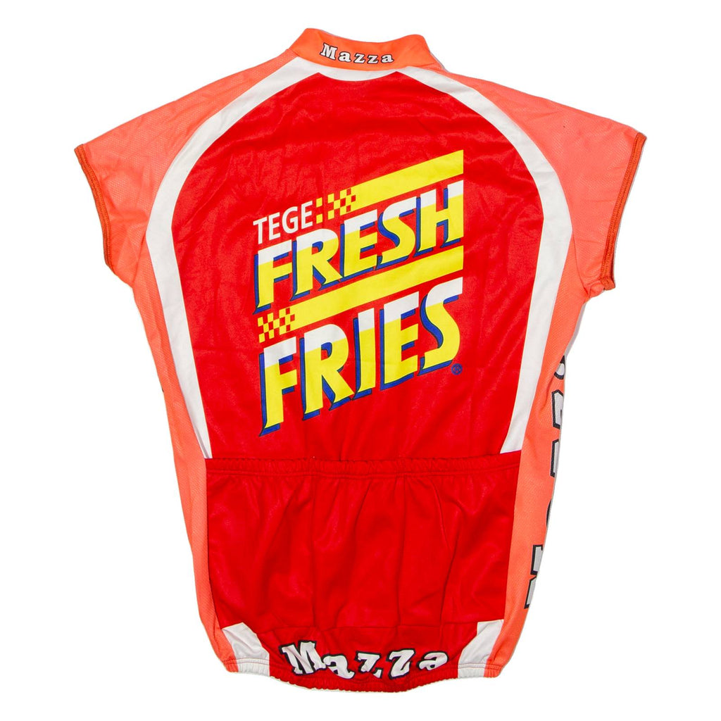 TEKER Mazza Cycles Full Zip Cycling Mens Jersey Red Sleeveless High Neck M