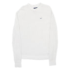 HOLLISTER Mens White Patterned Jumper Crew Neck Basic Knit M Casual Cotton Blend