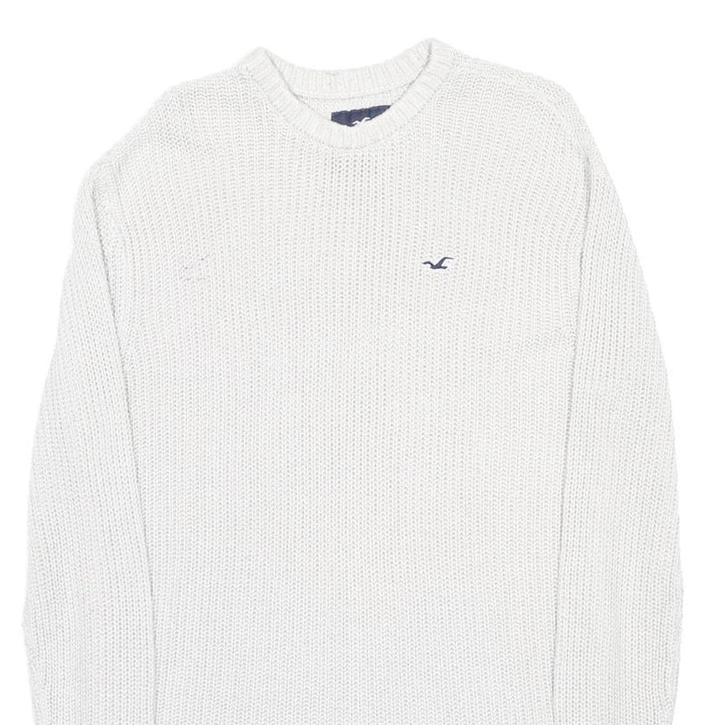 HOLLISTER Mens White Patterned Jumper Crew Neck Basic Knit M Casual Cotton Blend