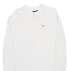 HOLLISTER Mens White Patterned Jumper Crew Neck Basic Knit M Casual Cotton Blend