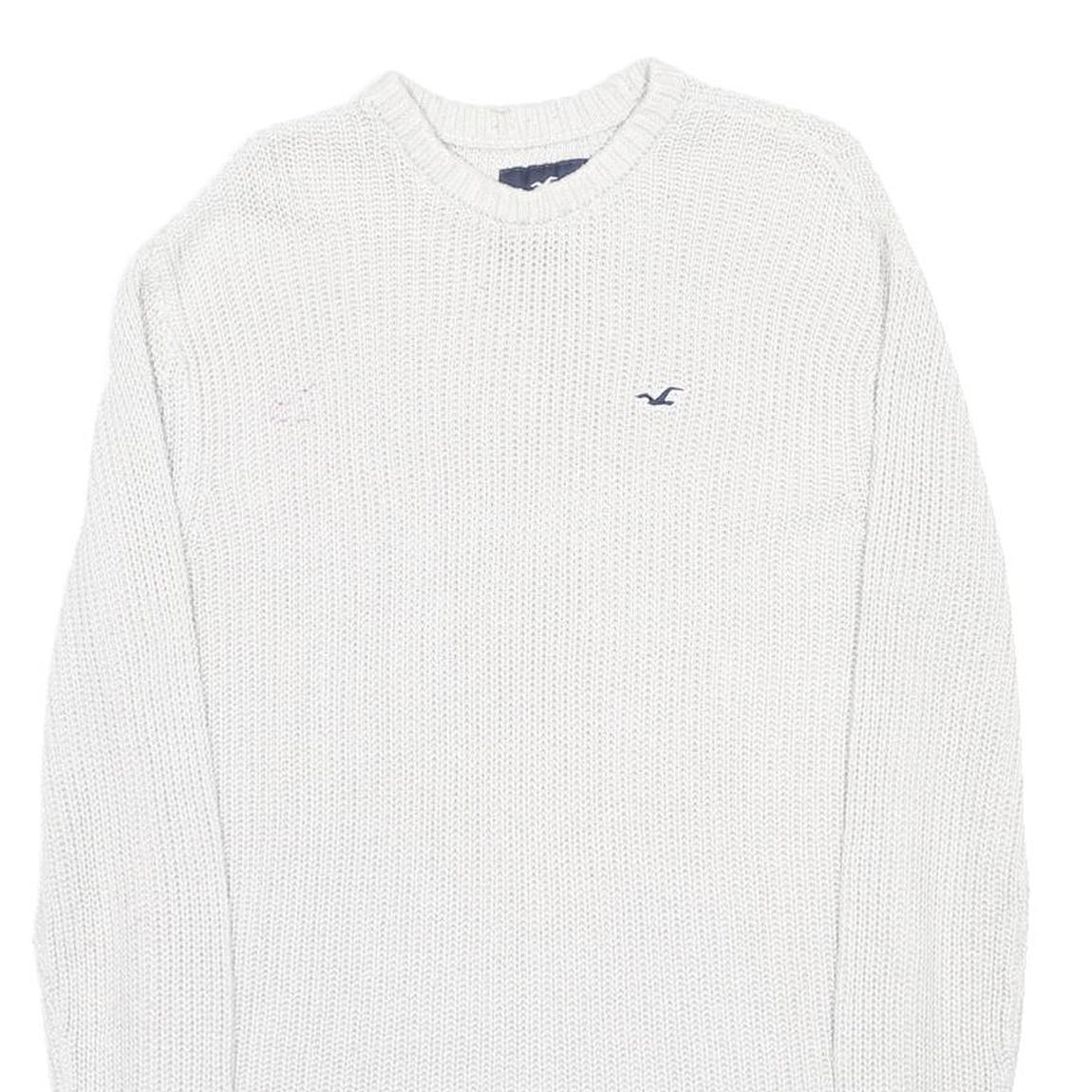 HOLLISTER Mens White Patterned Jumper Crew Neck Basic Knit M Casual Cotton Blend