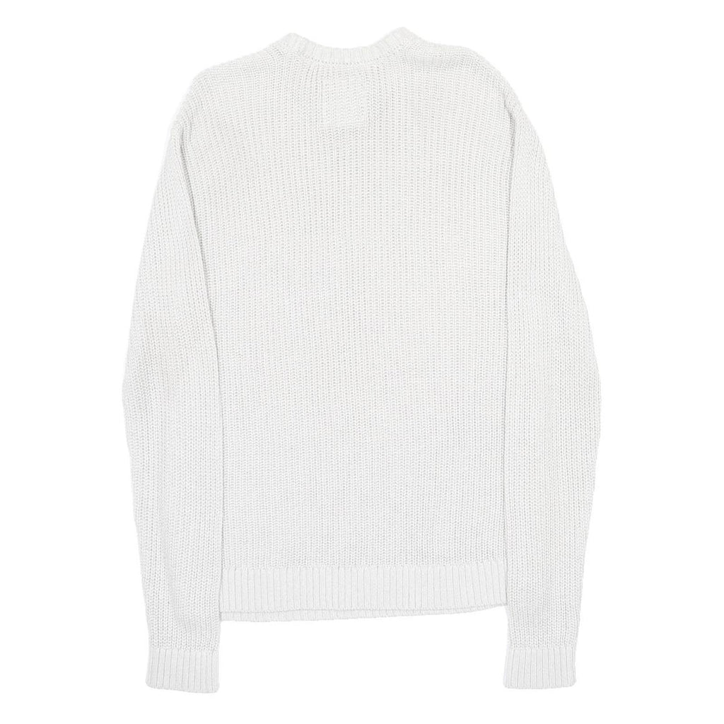 HOLLISTER Mens White Patterned Jumper Crew Neck Basic Knit M Casual Cotton Blend