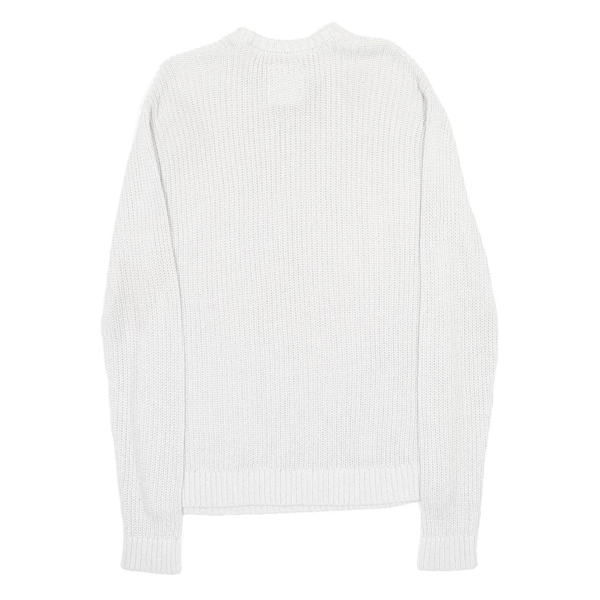 HOLLISTER Mens White Patterned Jumper Crew Neck Basic Knit M Casual Cotton Blend