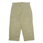 DKNY Womens Cotton Blend Beige Relaxed Cropped Trousers W27 L22 Casual Button