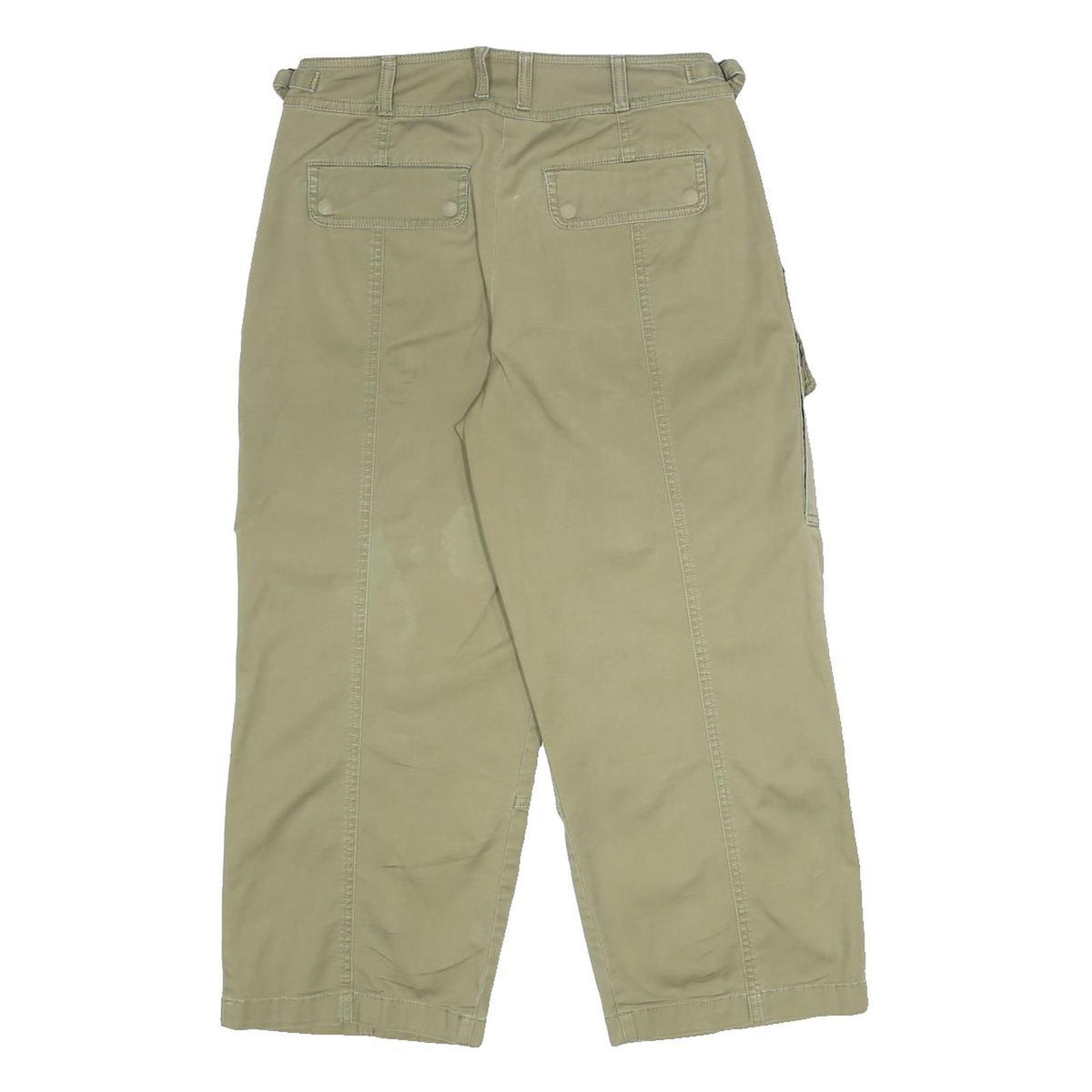 DKNY Womens Cotton Blend Beige Relaxed Cropped Trousers W27 L22 Casual Button