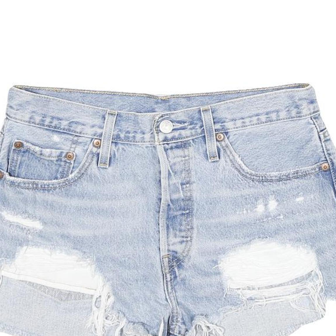 LEVI'S Womens Denim Blue Casual Cut-Off Shorts M W29 Distressed Style