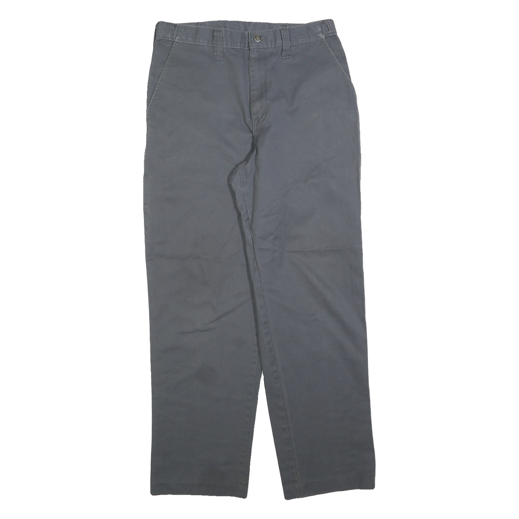DICKIES Mens Cotton Blend Grey Regular Straight Trousers W32 L32 Durable