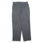 DICKIES Mens Cotton Blend Grey Regular Straight Trousers W32 L32 Durable
