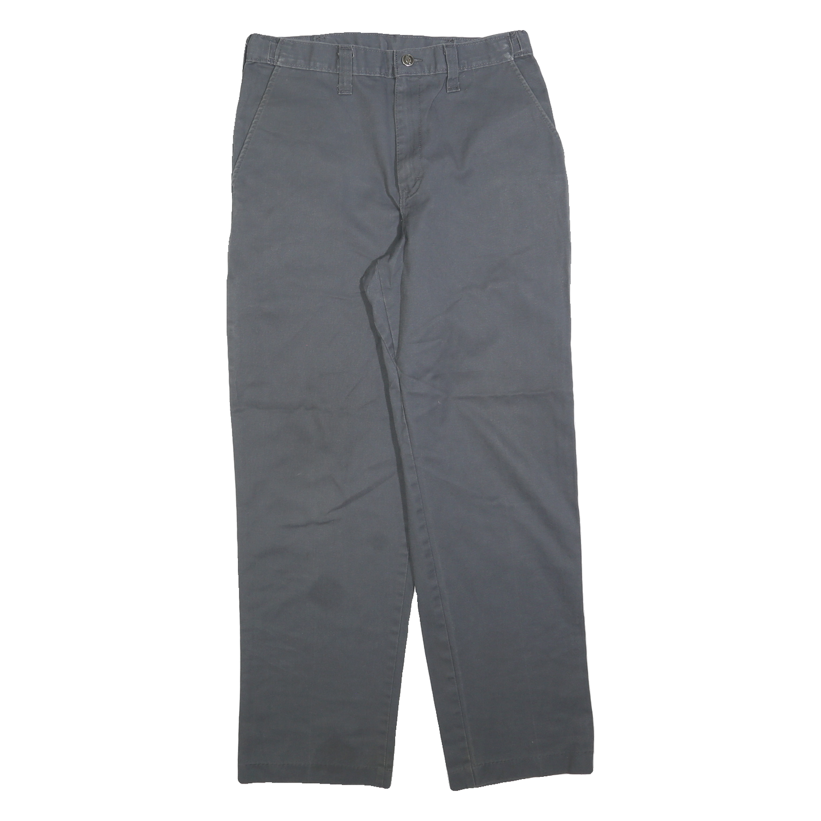DICKIES Mens Cotton Blend Grey Regular Straight Trousers W32 L32 Durable