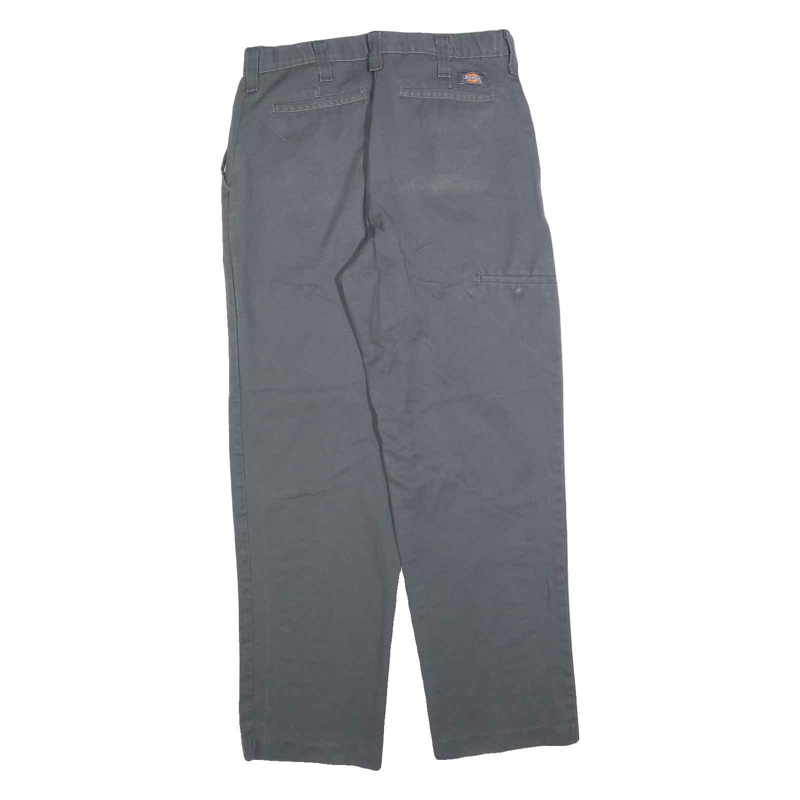 DICKIES Mens Cotton Blend Grey Regular Straight Trousers W32 L32 Durable