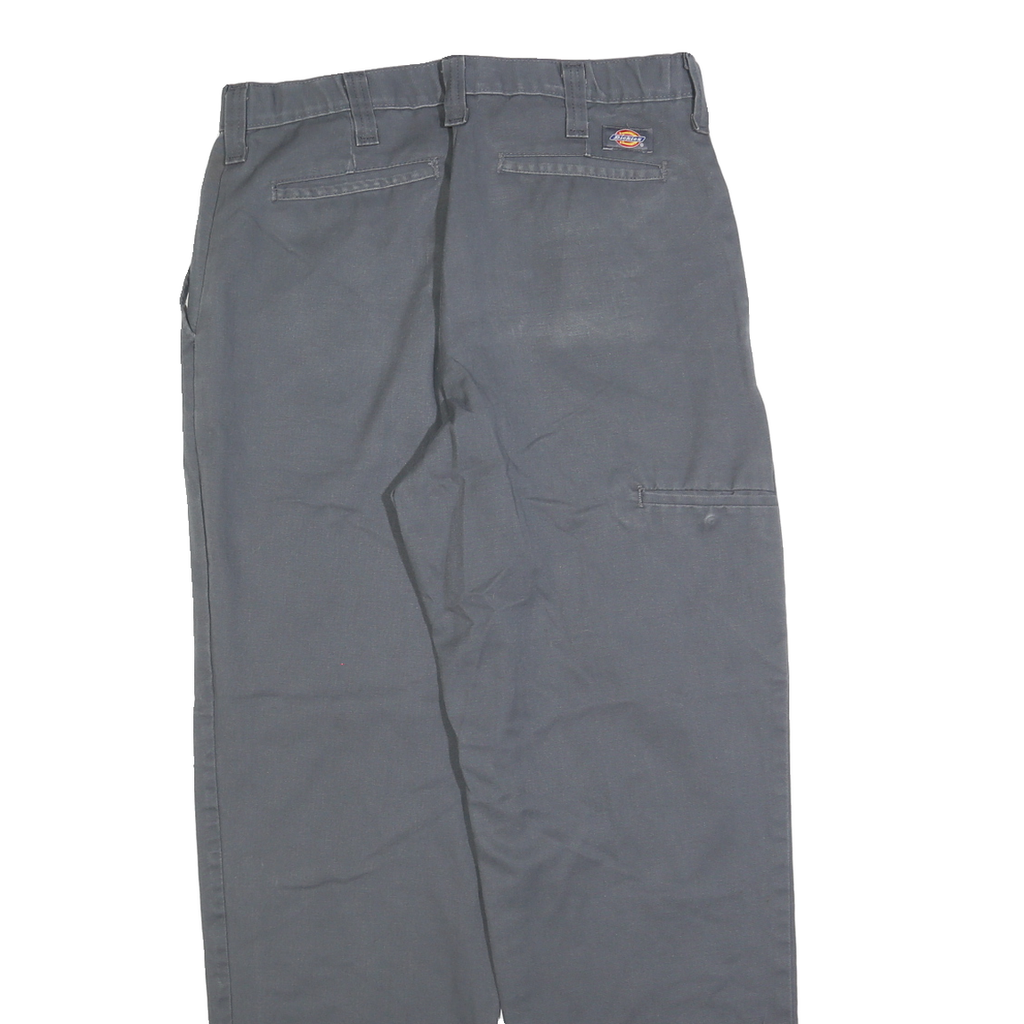 DICKIES Mens Cotton Blend Grey Regular Straight Trousers W32 L32 Durable