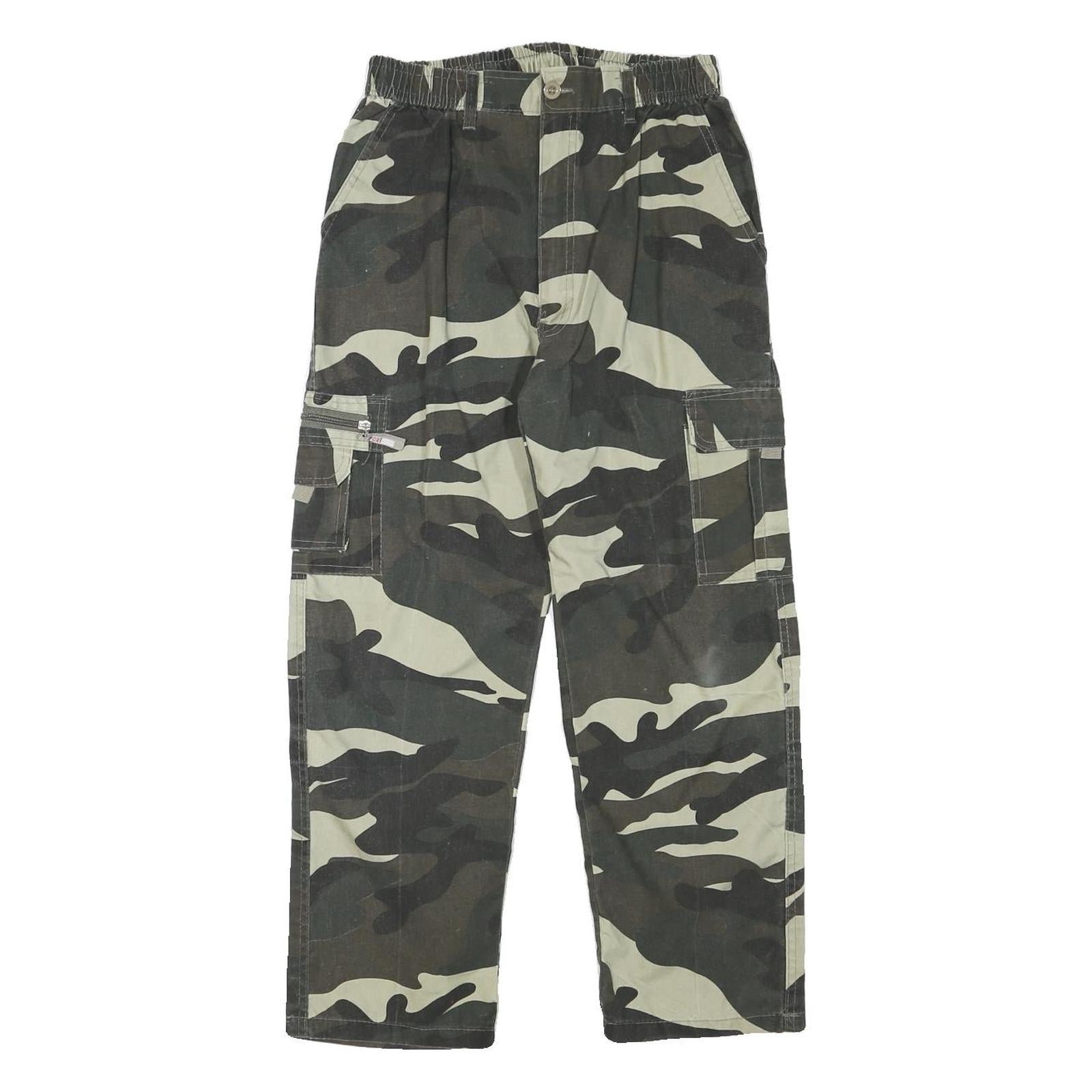 Mens Relaxed Cargo Cotton Blend Camouflage Print Trousers W26 L25 Utility