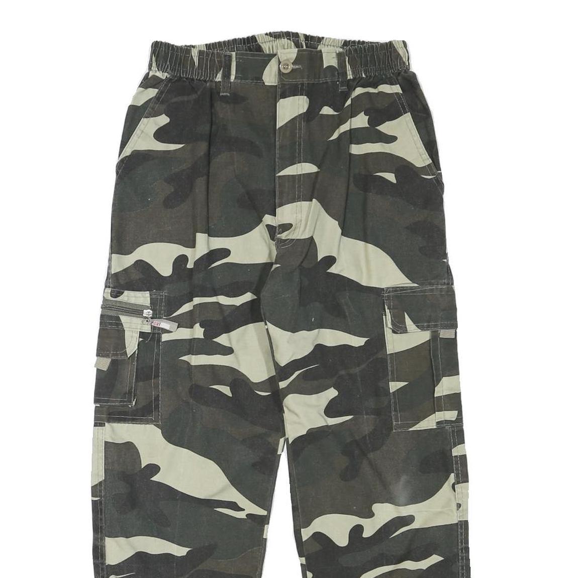 Mens Relaxed Cargo Cotton Blend Camouflage Print Trousers W26 L25 Utility