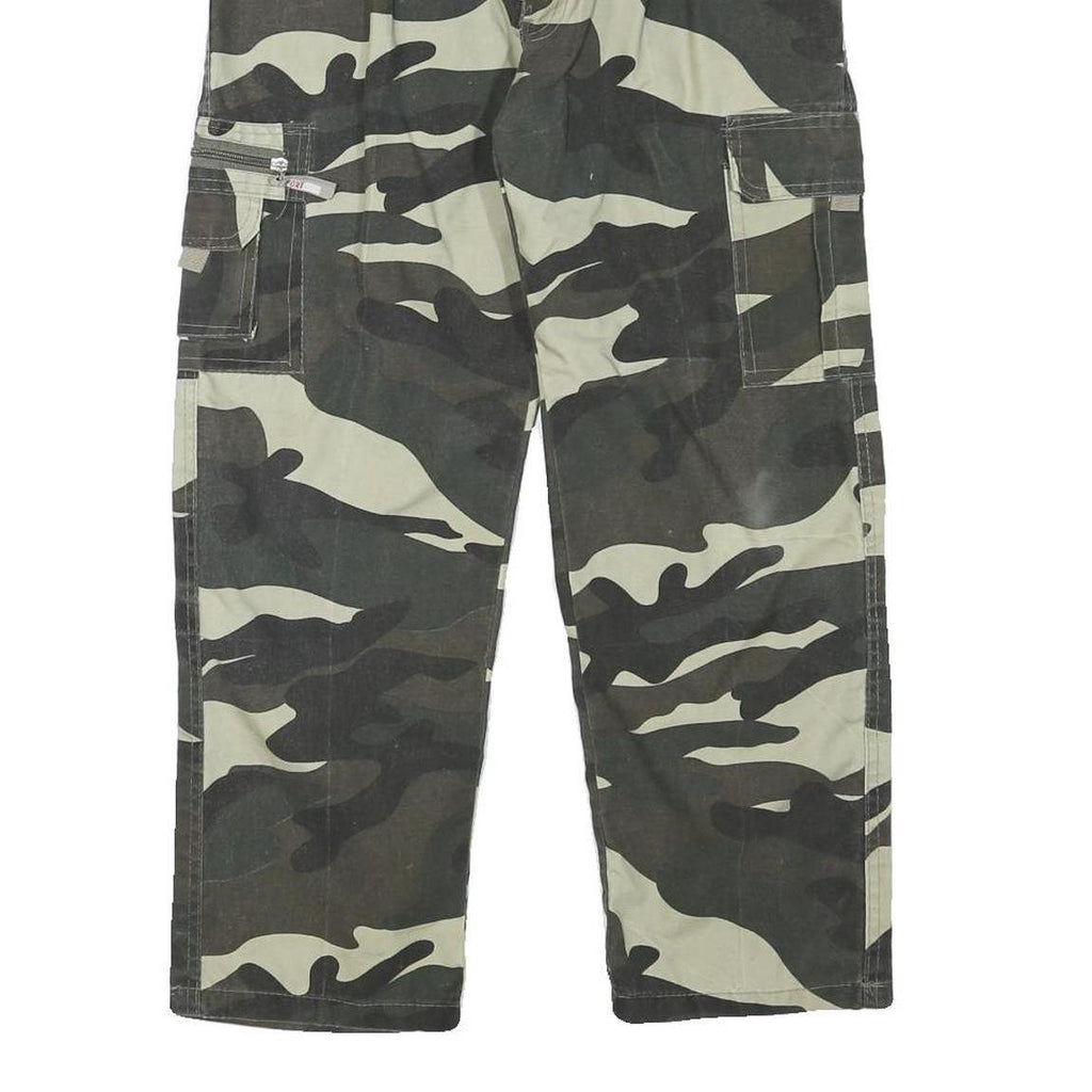 Mens Relaxed Cargo Cotton Blend Camouflage Print Trousers W26 L25 Utility