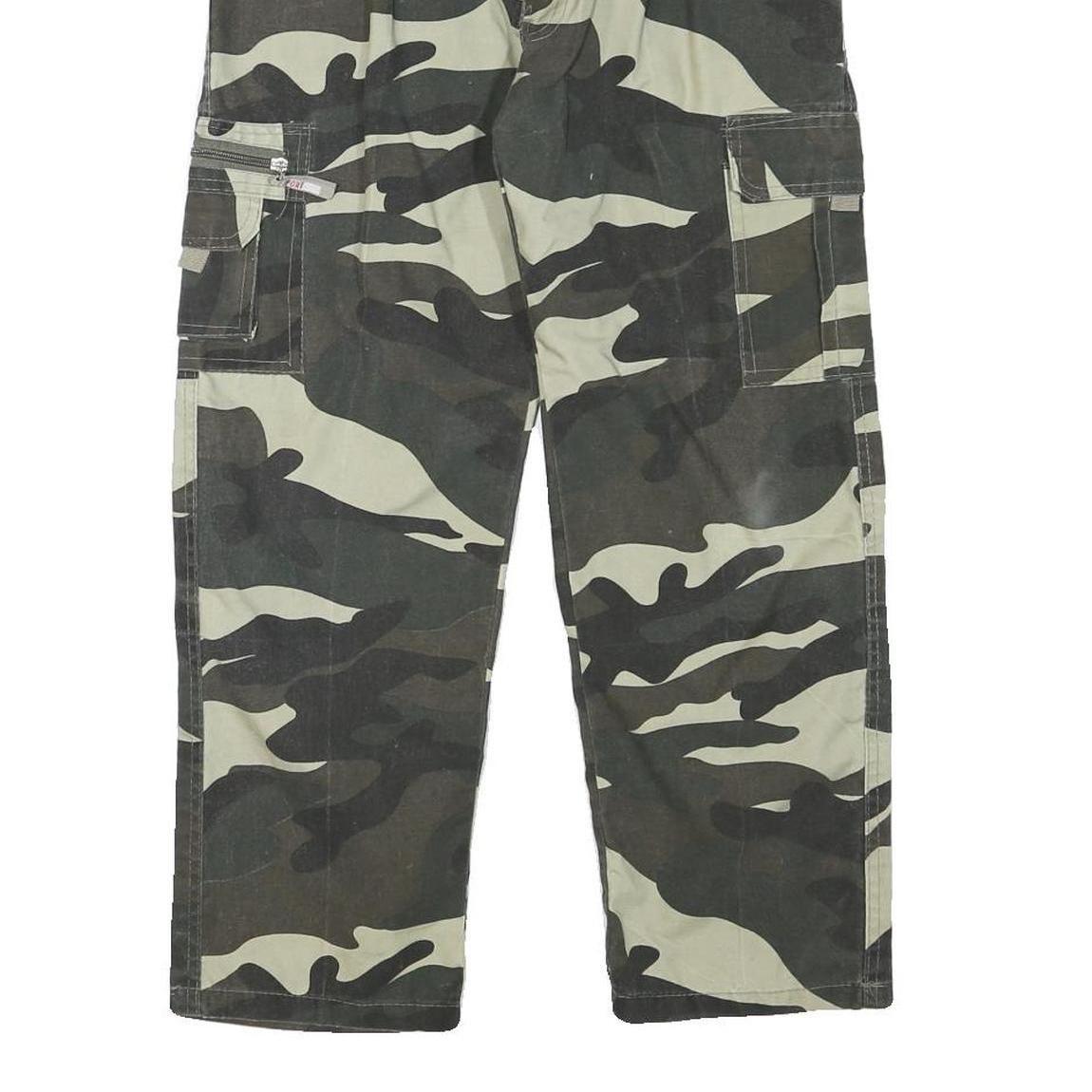 Mens Relaxed Cargo Cotton Blend Camouflage Print Trousers W26 L25 Utility