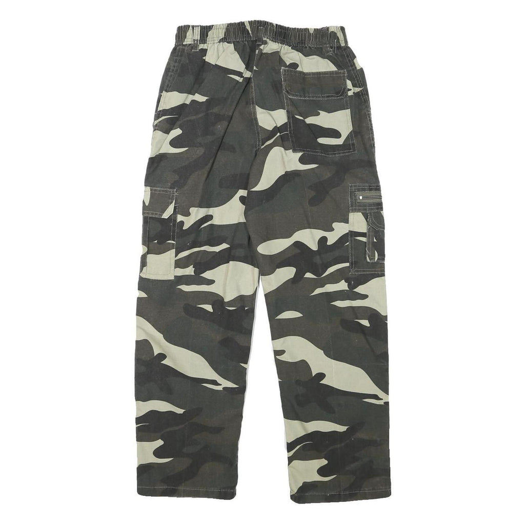 Mens Relaxed Cargo Cotton Blend Camouflage Print Trousers W26 L25 Utility
