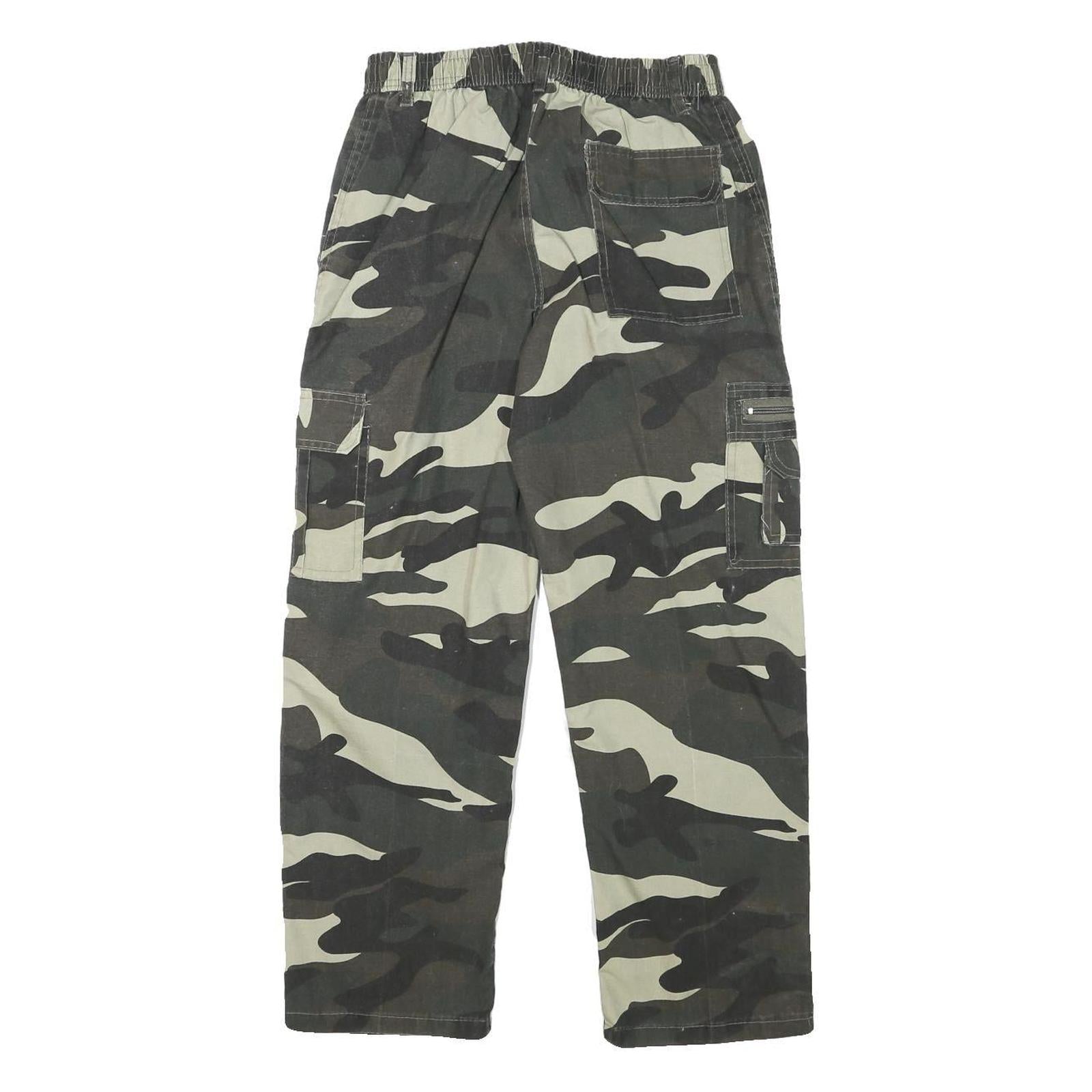 Mens Relaxed Cargo Cotton Blend Camouflage Print Trousers W26 L25 Utility