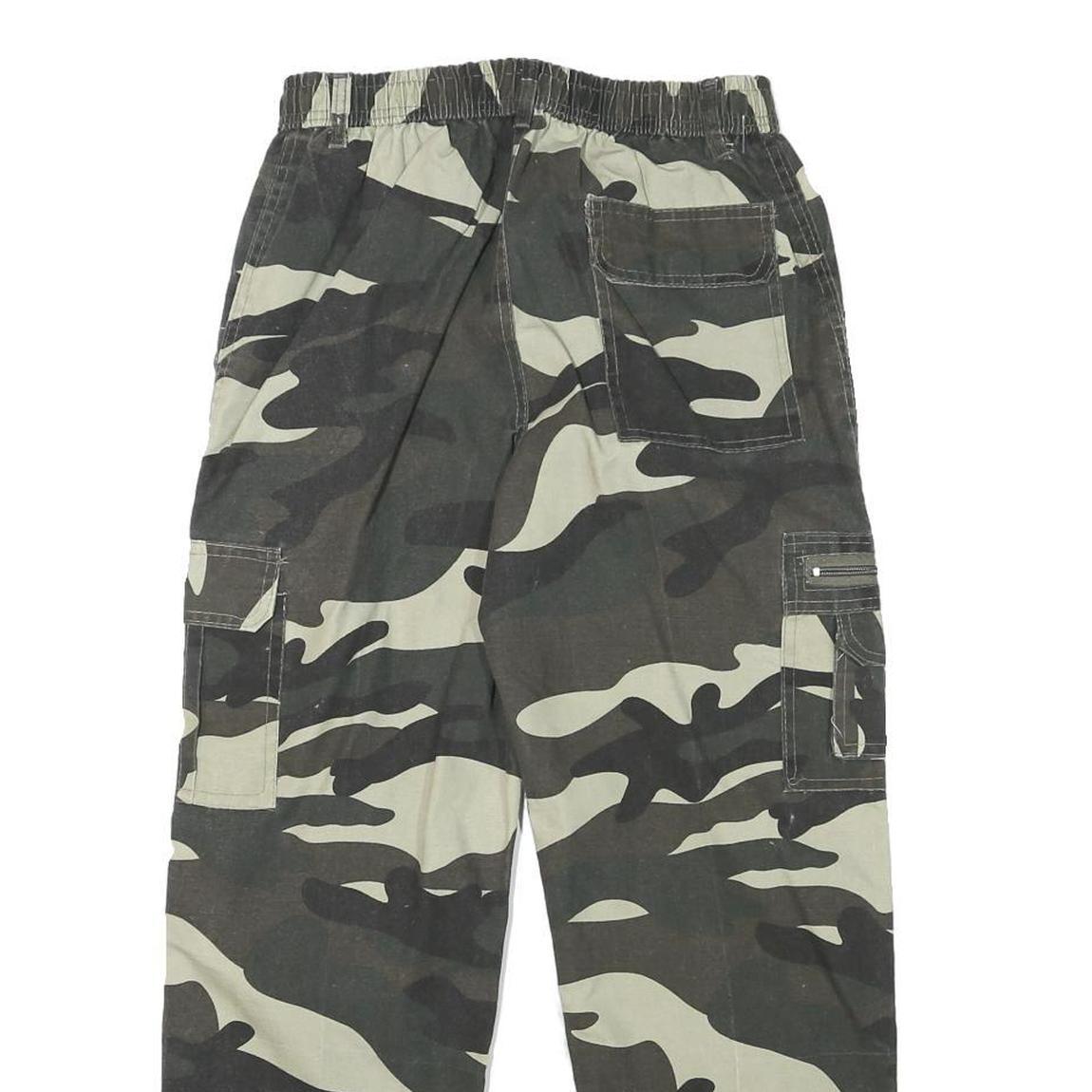 Mens Relaxed Cargo Cotton Blend Camouflage Print Trousers W26 L25 Utility