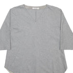 MAX MARA Womens Grey Viscose Blend Basic Top 3/4 Sleeve V-Neck Asymmetric Hem S