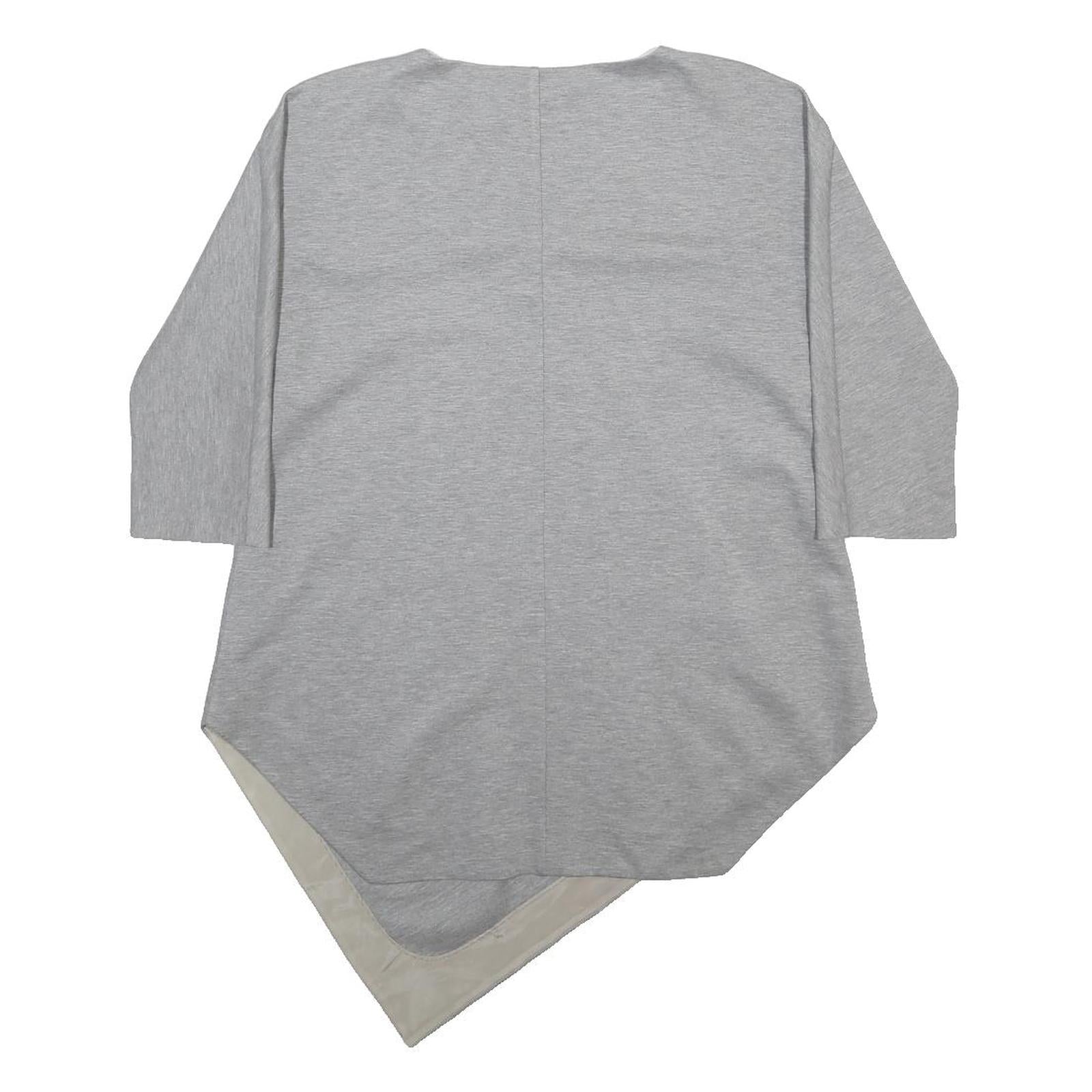 MAX MARA Womens Grey Viscose Blend Basic Top 3/4 Sleeve V-Neck Asymmetric Hem S