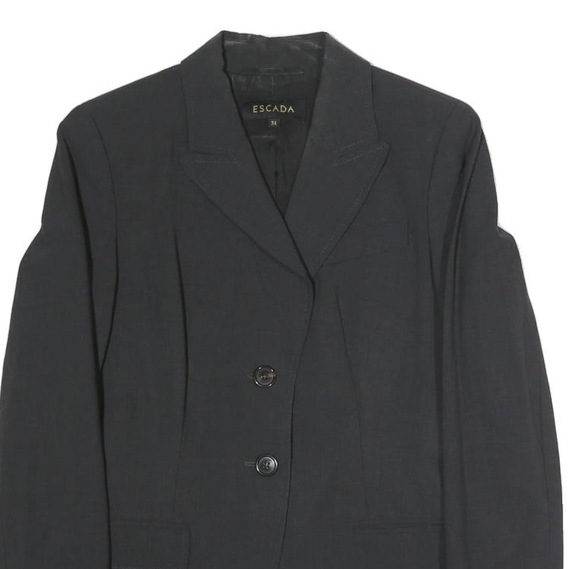 ESCADA Womens Black Jacket S Polyester Blend Classic Button Closure Tailored