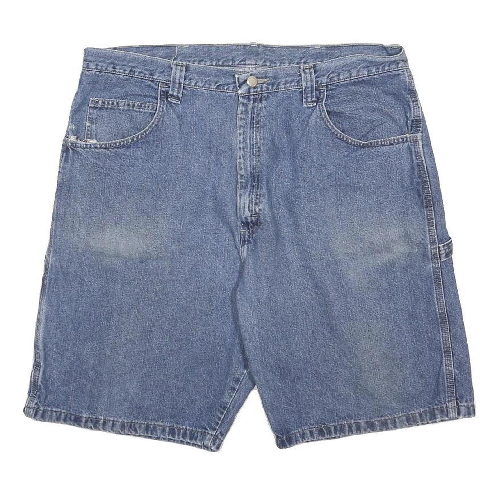 WRANGLER Mens Denim Blue Cotton Carpenter Shorts XL W38 Workwear Comfort