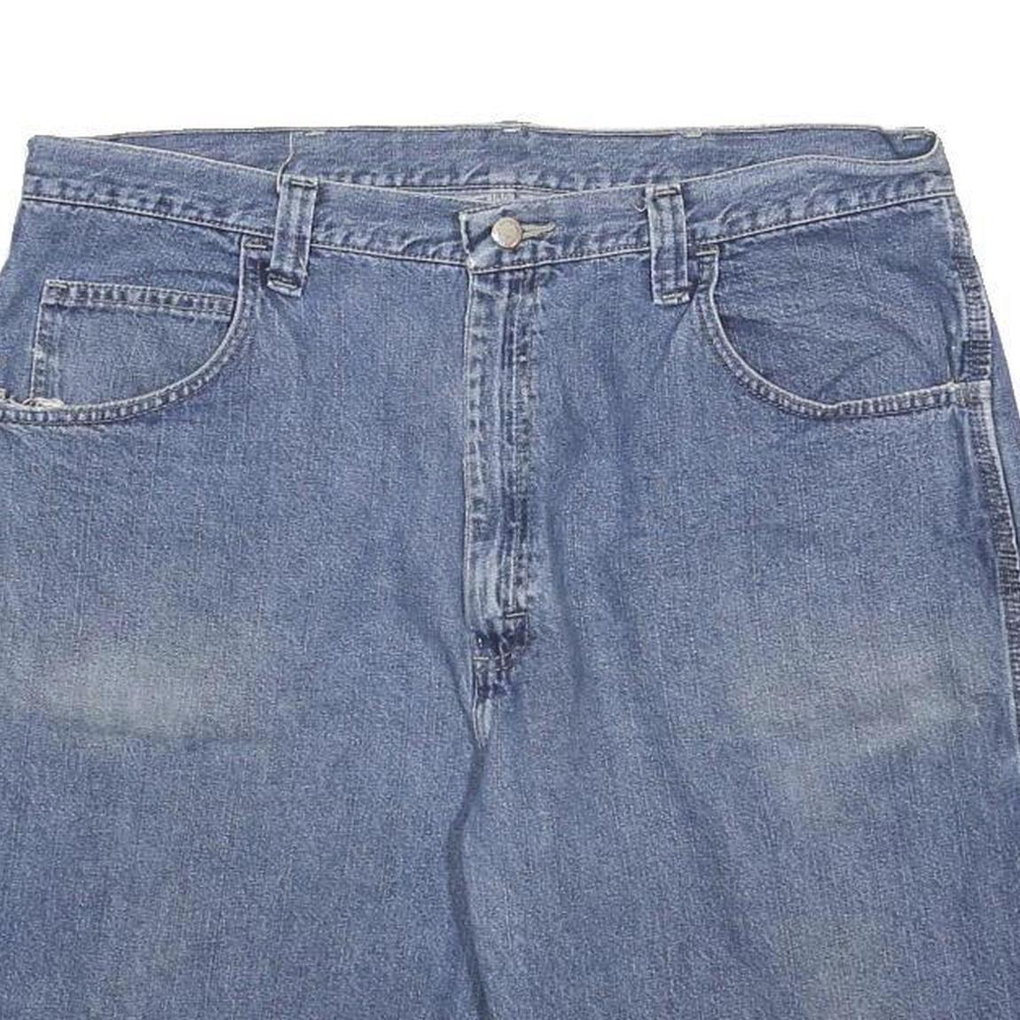 WRANGLER Mens Denim Blue Cotton Carpenter Shorts XL W38 Workwear Comfort