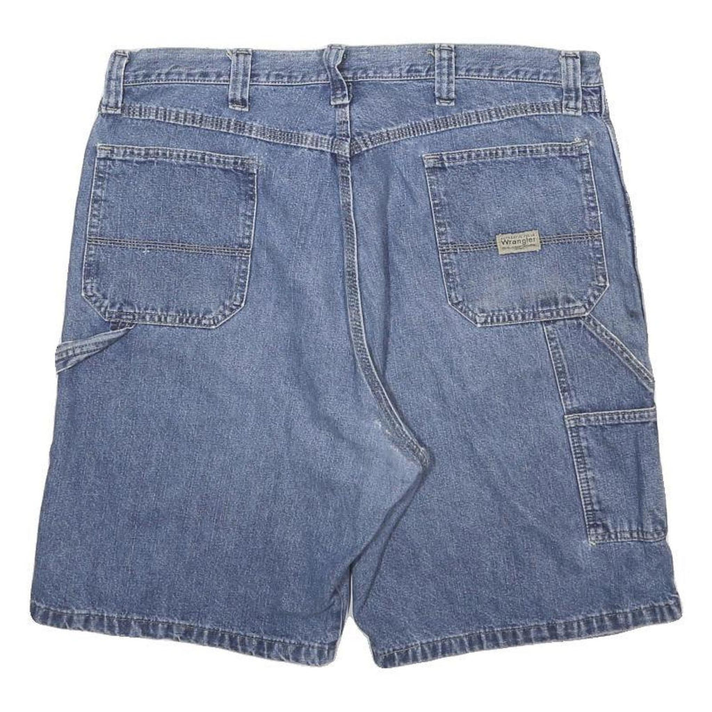WRANGLER Mens Denim Blue Cotton Carpenter Shorts XL W38 Workwear Comfort