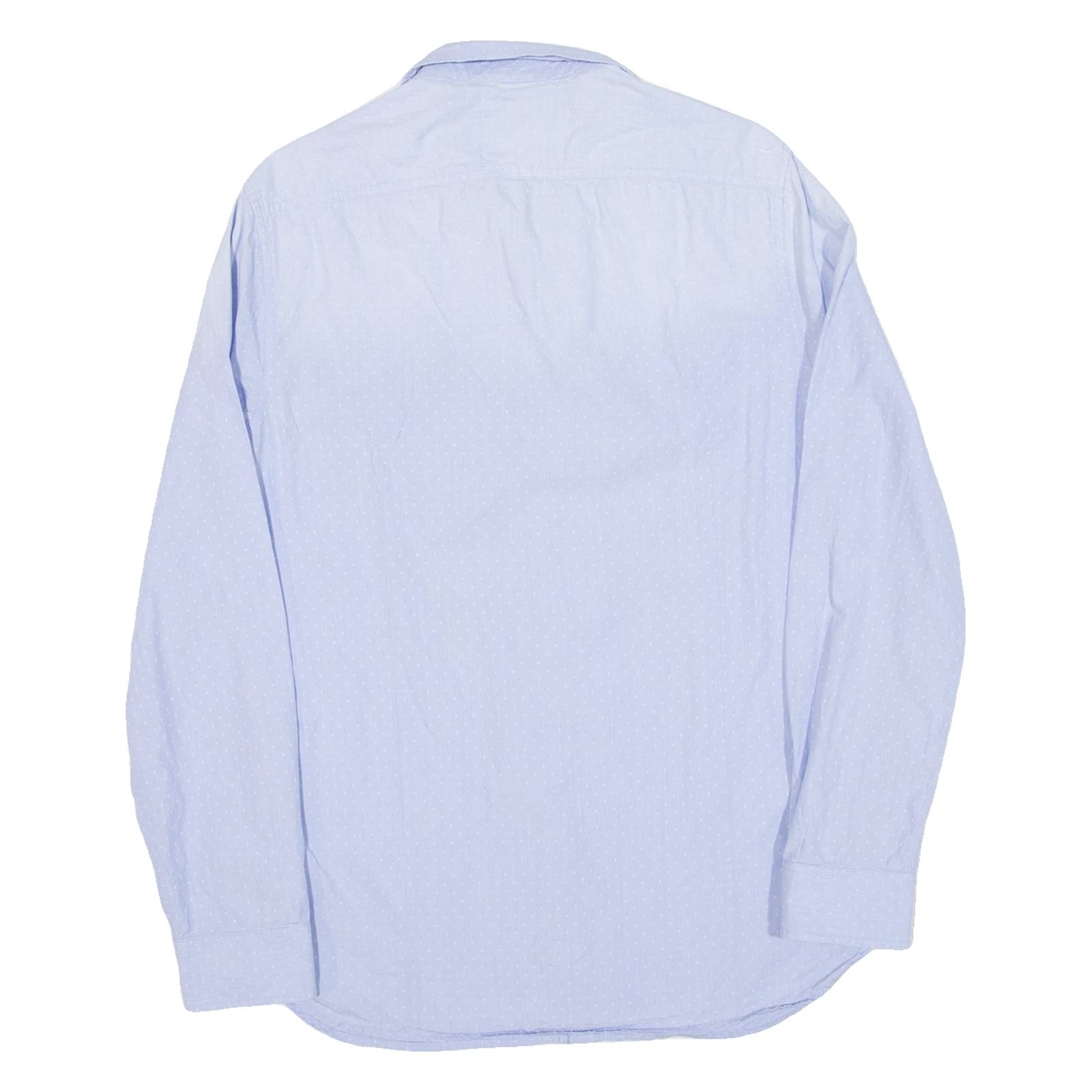GUESS Slim Fit Mens Shirt Blue Spotted Long Sleeve L