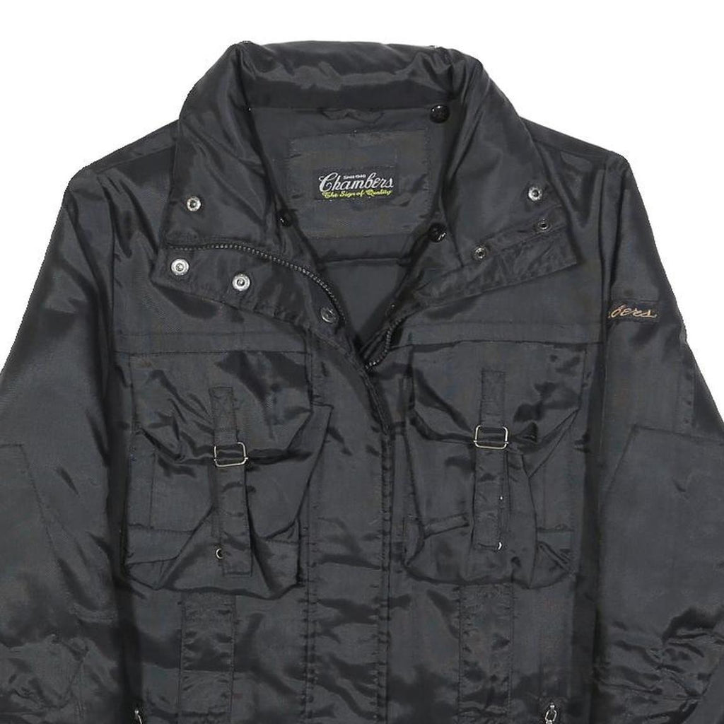 CHAMBERS Womens Black Polyester Blend Zip Jacket S Casual Outerwear