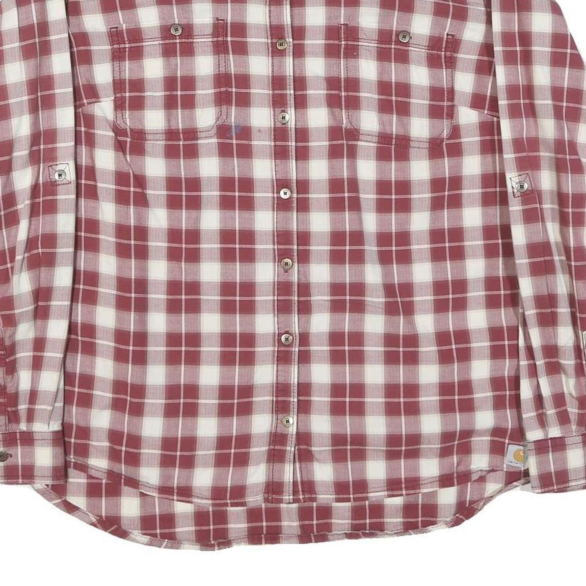 CARHARTT Womens Red & White Checked Shirt XL Long Sleeve Button Cotton Blend