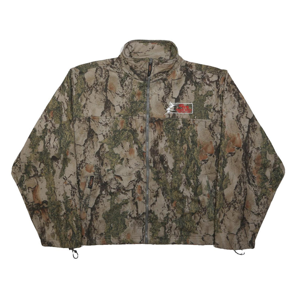 YUKON Mens Beige & Green Camouflage Outdoor Zip Jacket 2XL Cotton Blend Large