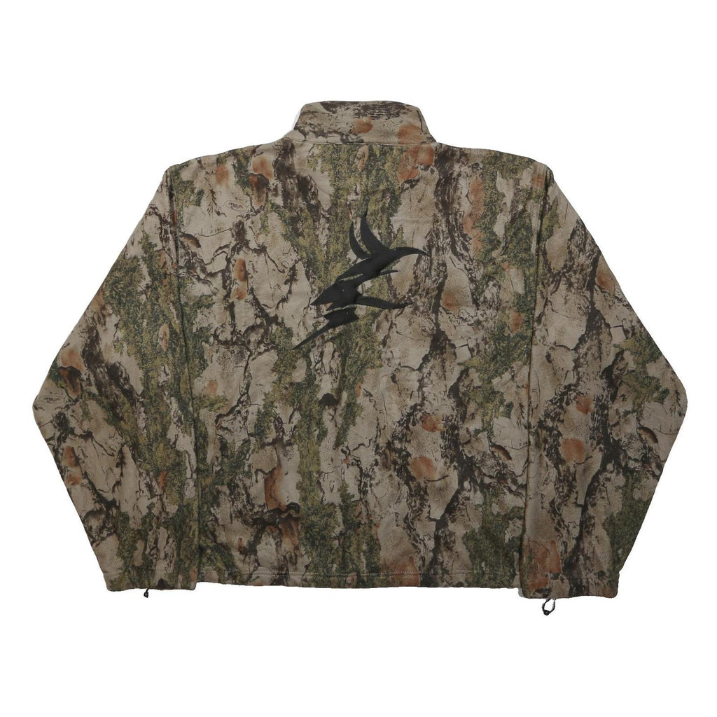 YUKON Mens Beige & Green Camouflage Outdoor Zip Jacket 2XL Cotton Blend Large