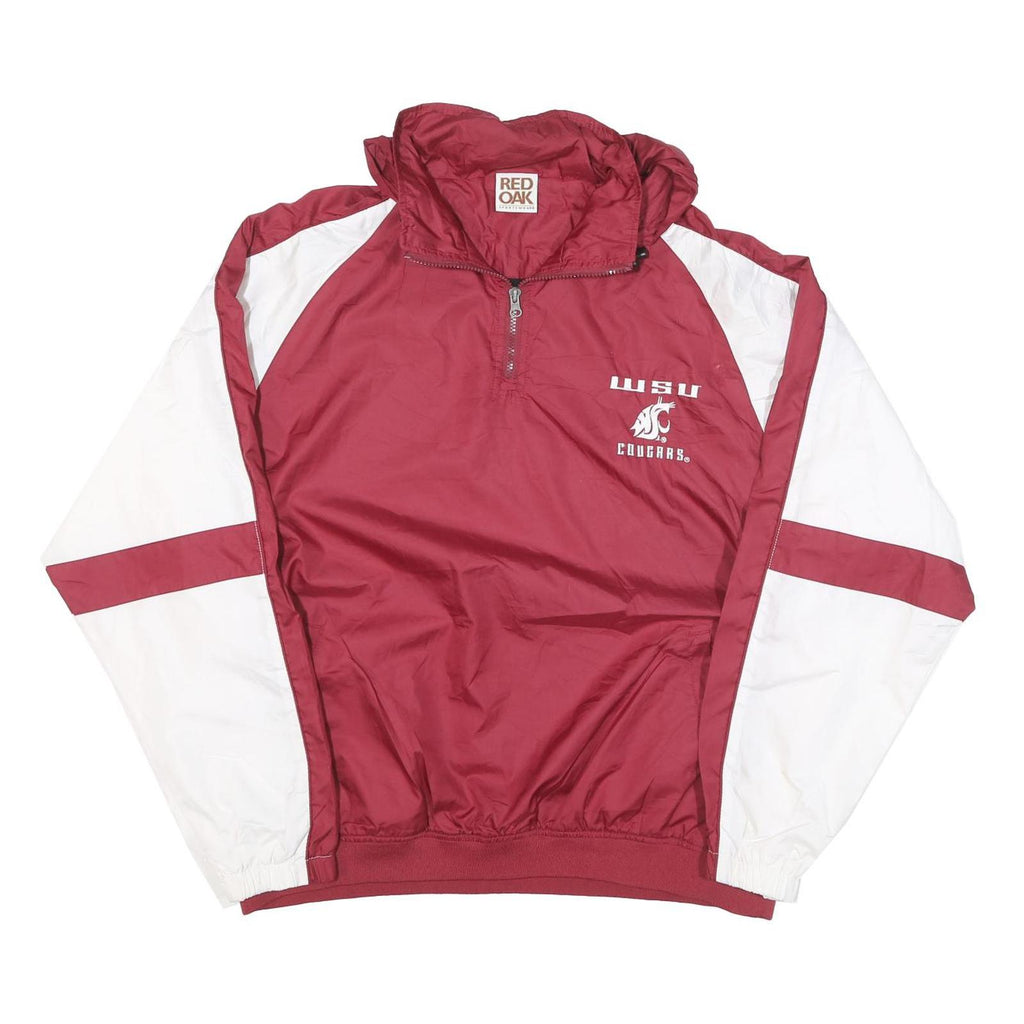 RED OAK Mens Maroon & White Sports Jacket L Polyester Blend Plain Zip Up