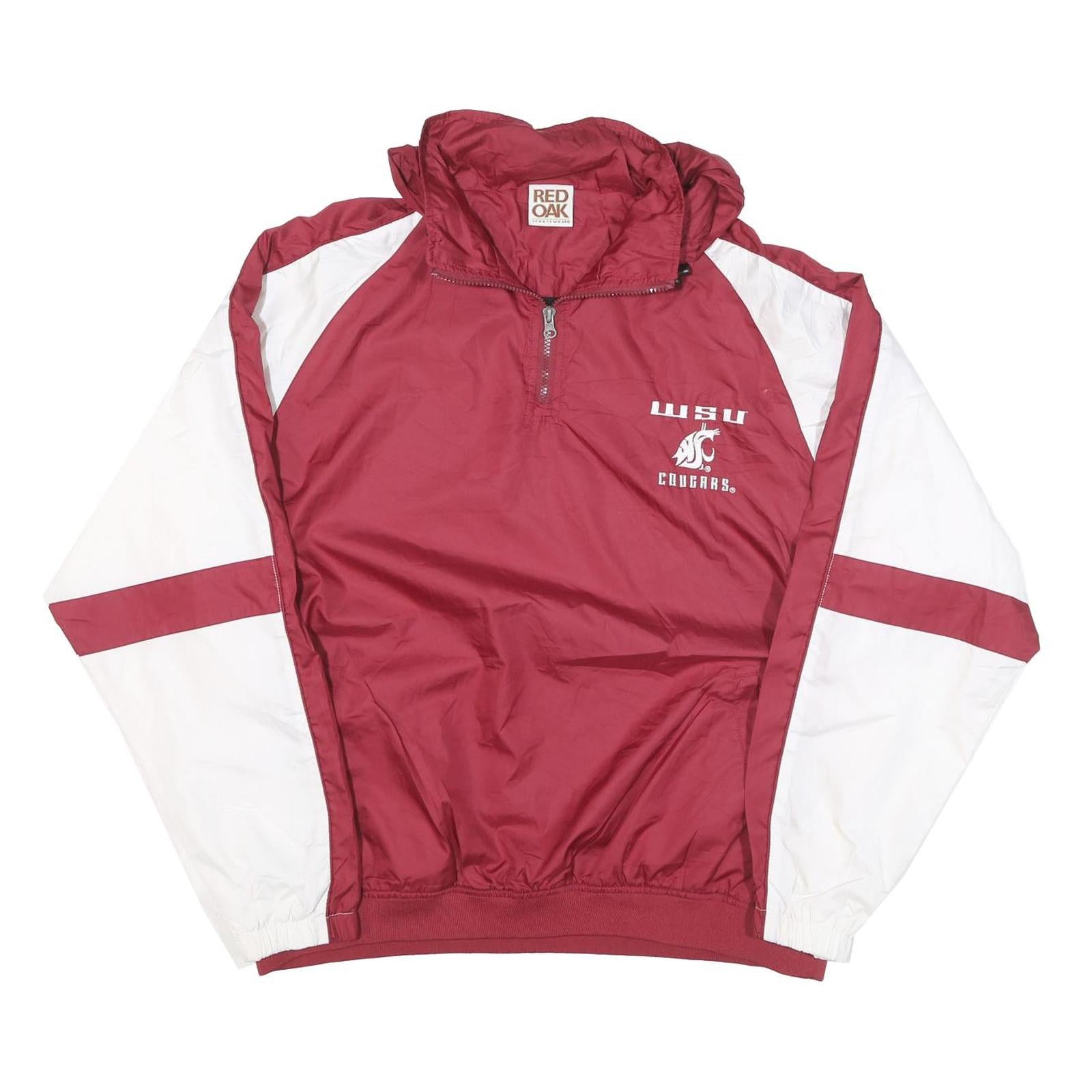 RED OAK Mens Maroon & White Sports Jacket L Polyester Blend Plain Zip Up