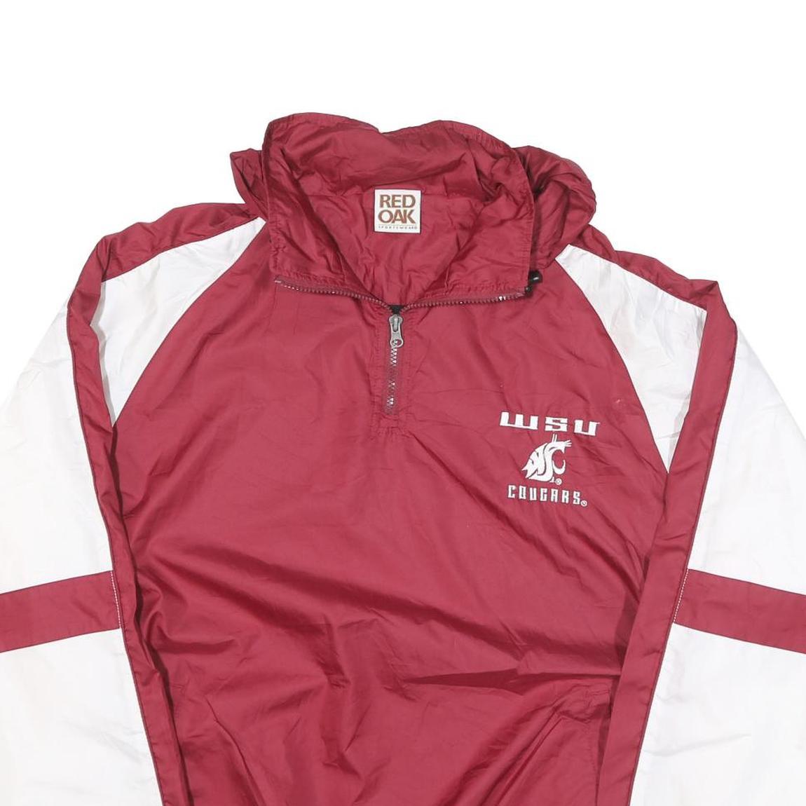 RED OAK Mens Maroon & White Sports Jacket L Polyester Blend Plain Zip Up