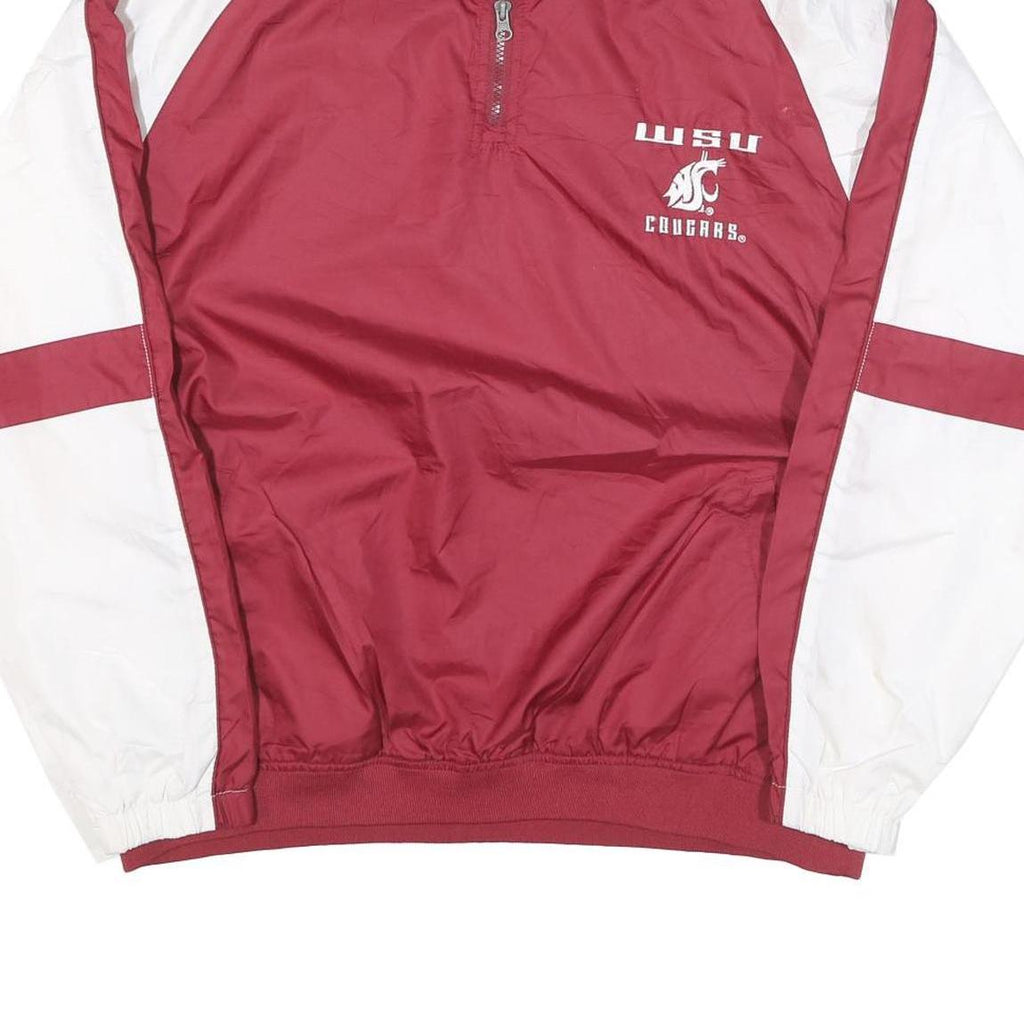 RED OAK Mens Maroon & White Sports Jacket L Polyester Blend Plain Zip Up