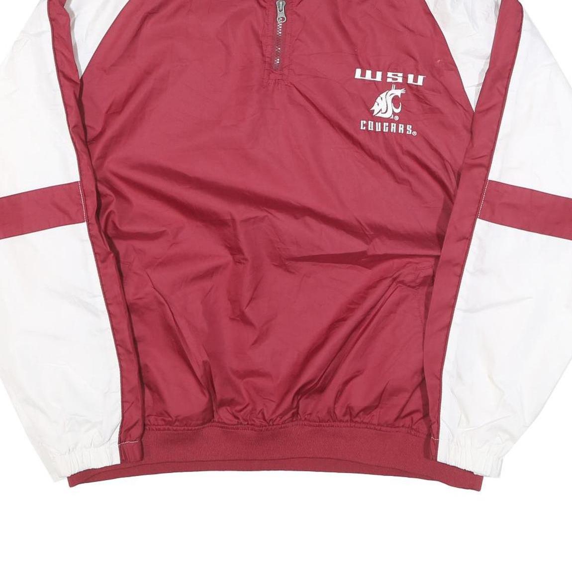 RED OAK Mens Maroon & White Sports Jacket L Polyester Blend Plain Zip Up