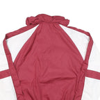 RED OAK Mens Maroon & White Sports Jacket L Polyester Blend Plain Zip Up