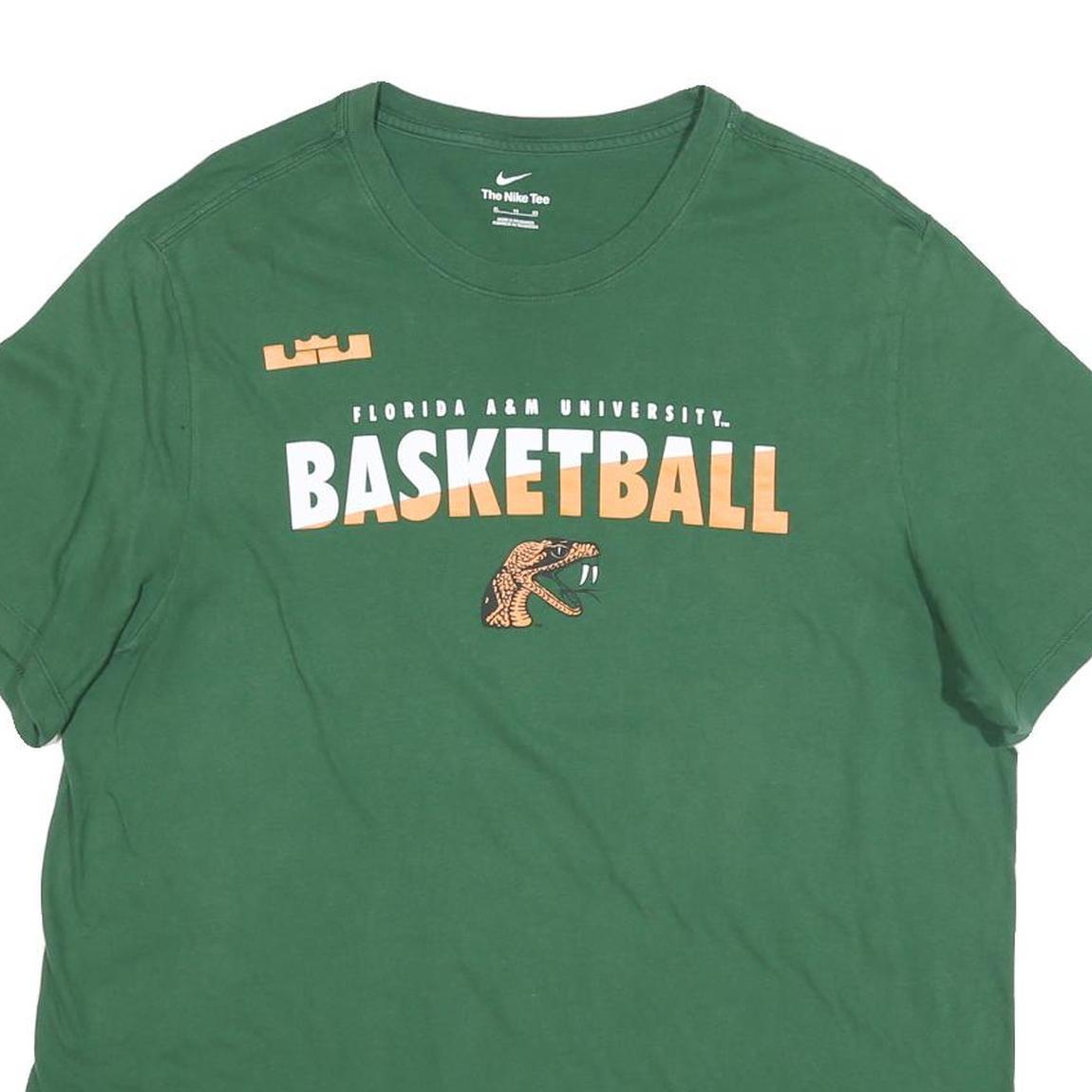 NIKE Mens Green Florida A&M University Basketball T-Shirt XL Short Sleeve Crew