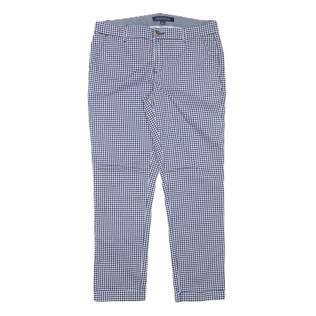 TOMMY HILFIGER Womens Cotton Blend Blue & White Slim Straight Trousers W31 L27