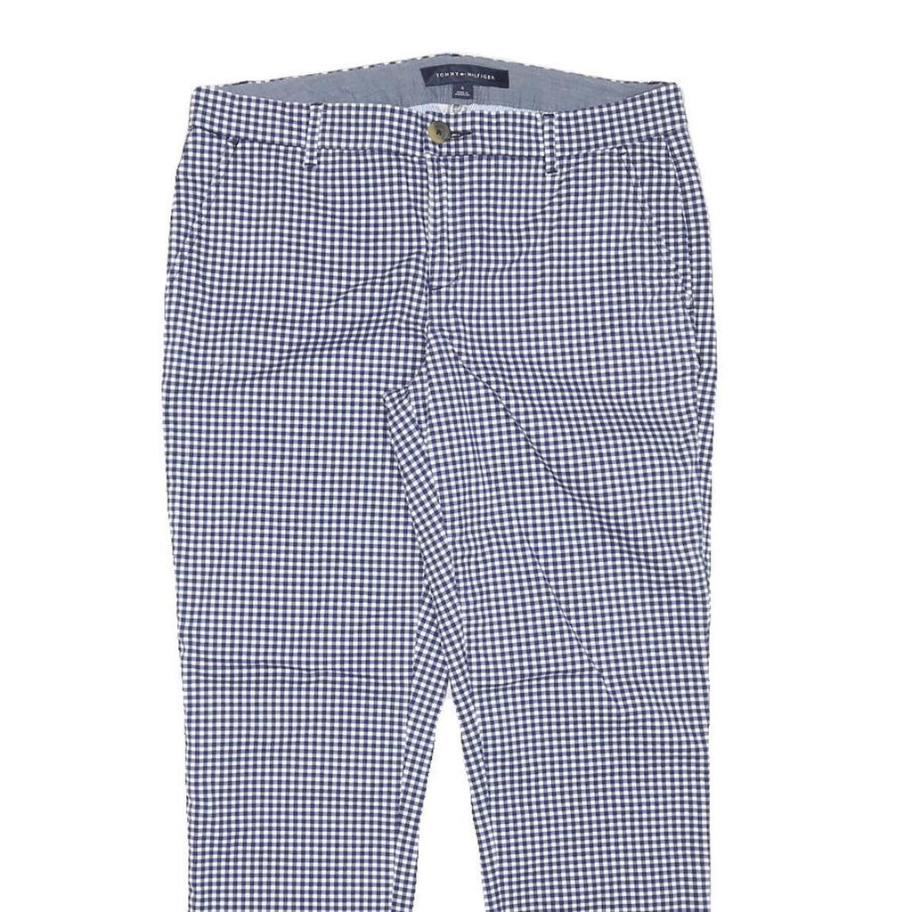 TOMMY HILFIGER Womens Cotton Blend Blue & White Slim Straight Trousers W31 L27